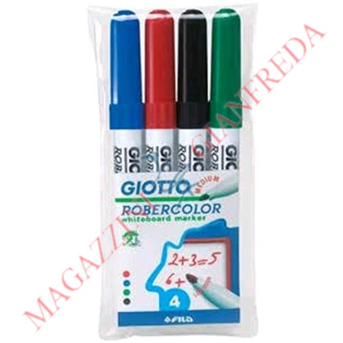 GIOTTO ROBERCOLOR, MARCATORI CANCELLABILI PER LAVAGNE BIANCHE, BLISTER DA 4 COLORI ASSORTITI